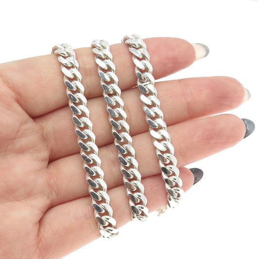 925 Sterling Silver Italy Cuban Chain Necklace 22"
