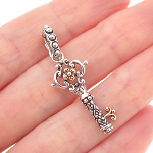 Barbara Bixby 925 Sterling Silver 18K Gold Floral Key Charm Pendant