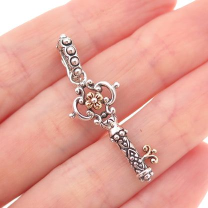 Barbara Bixby 925 Sterling Silver 18K Gold Floral Key Charm Pendant