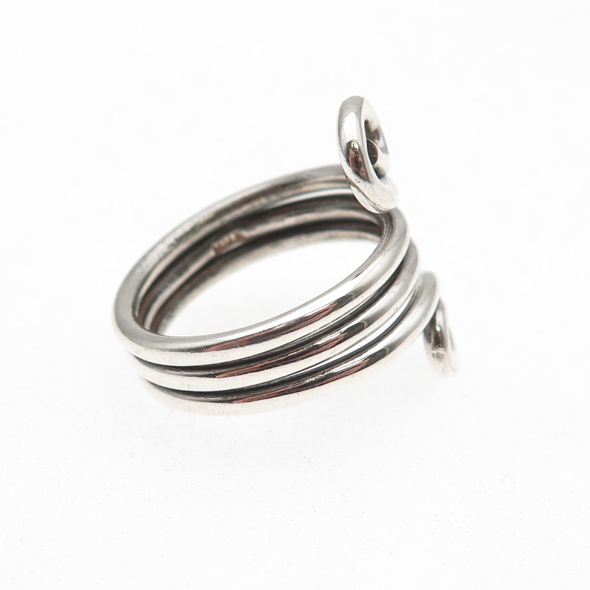 925 Sterling Silver Vintage Modernist Spiral Oxidized Ring Size 8