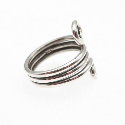 925 Sterling Silver Vintage Modernist Spiral Oxidized Ring Size 8