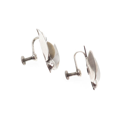925 Sterling Silver Vintage Mexico Real Jasper Holy Spirit Screw Back Earrings