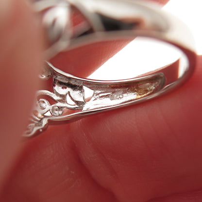 925 Sterling Silver Real Sleeping Beauty Turquoise Floral Ring Size 8.25
