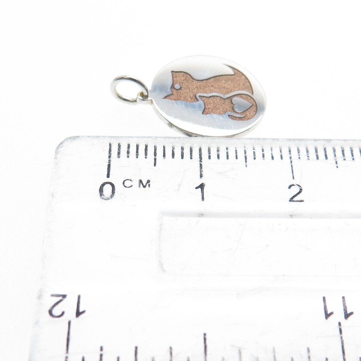 925 Sterling Silver Brown Enamel Cat & Dog Friendship Minimalist Charm Pendant
