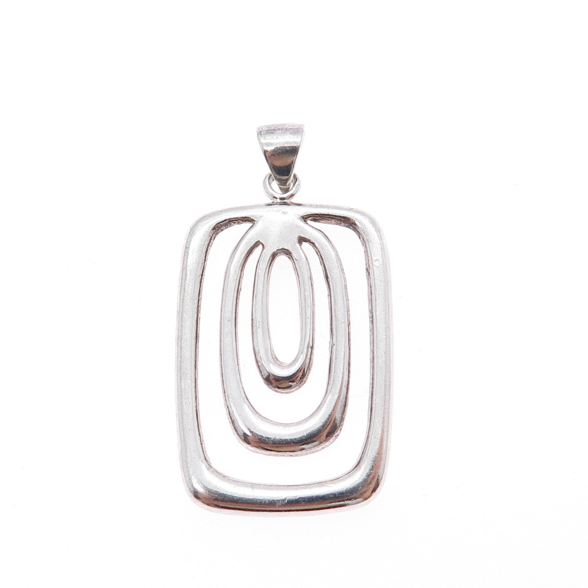 925 Sterling Silver Vintage Modernist Multi-Circle Charm Pendant