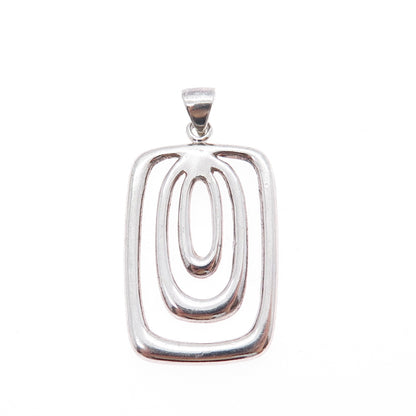 925 Sterling Silver Vintage Modernist Multi-Circle Charm Pendant
