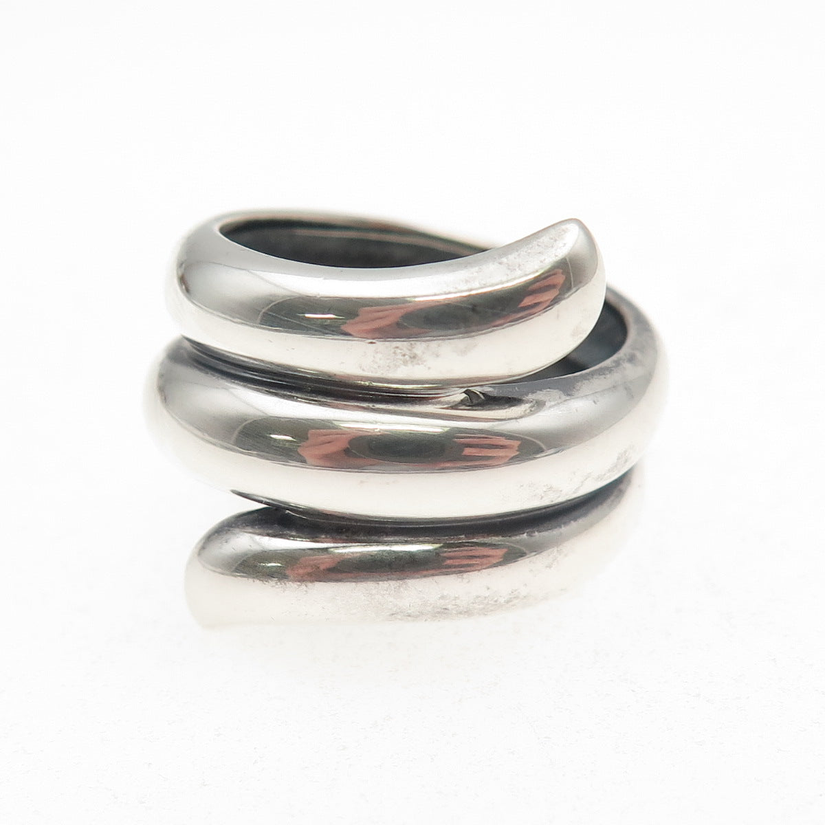 CID Clyde Duneier Sterling Silver Vintage Modernist Wrap Oxidized Ring Size 7.5