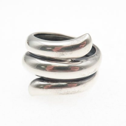 CID Clyde Duneier Sterling Silver Vintage Modernist Wrap Oxidized Ring Size 7.5