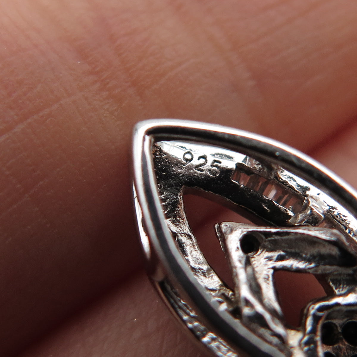 SUN 925 Sterling Silver Real Black & White Diamond Mini Slide Pendant