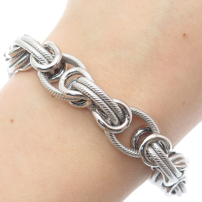 JUDITH RIPKA 925 Sterling Silver Round-Cut C Z Multi-Circle Link Bracelet 7"