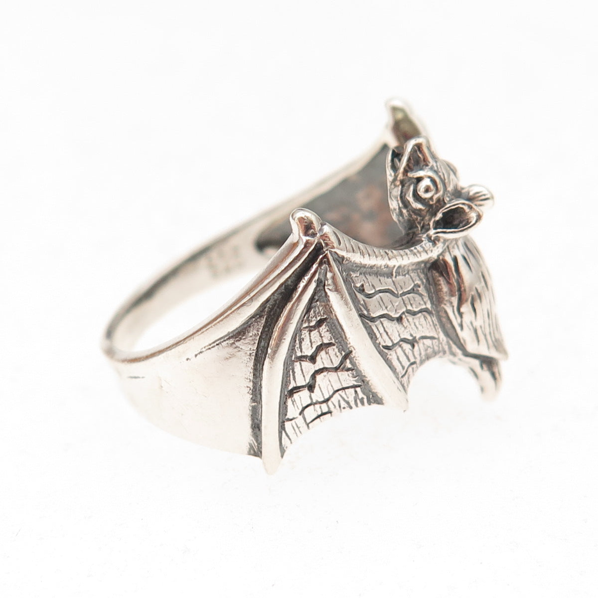 925 Sterling Silver Vintage Bat Oxidized Ring Size 9.25