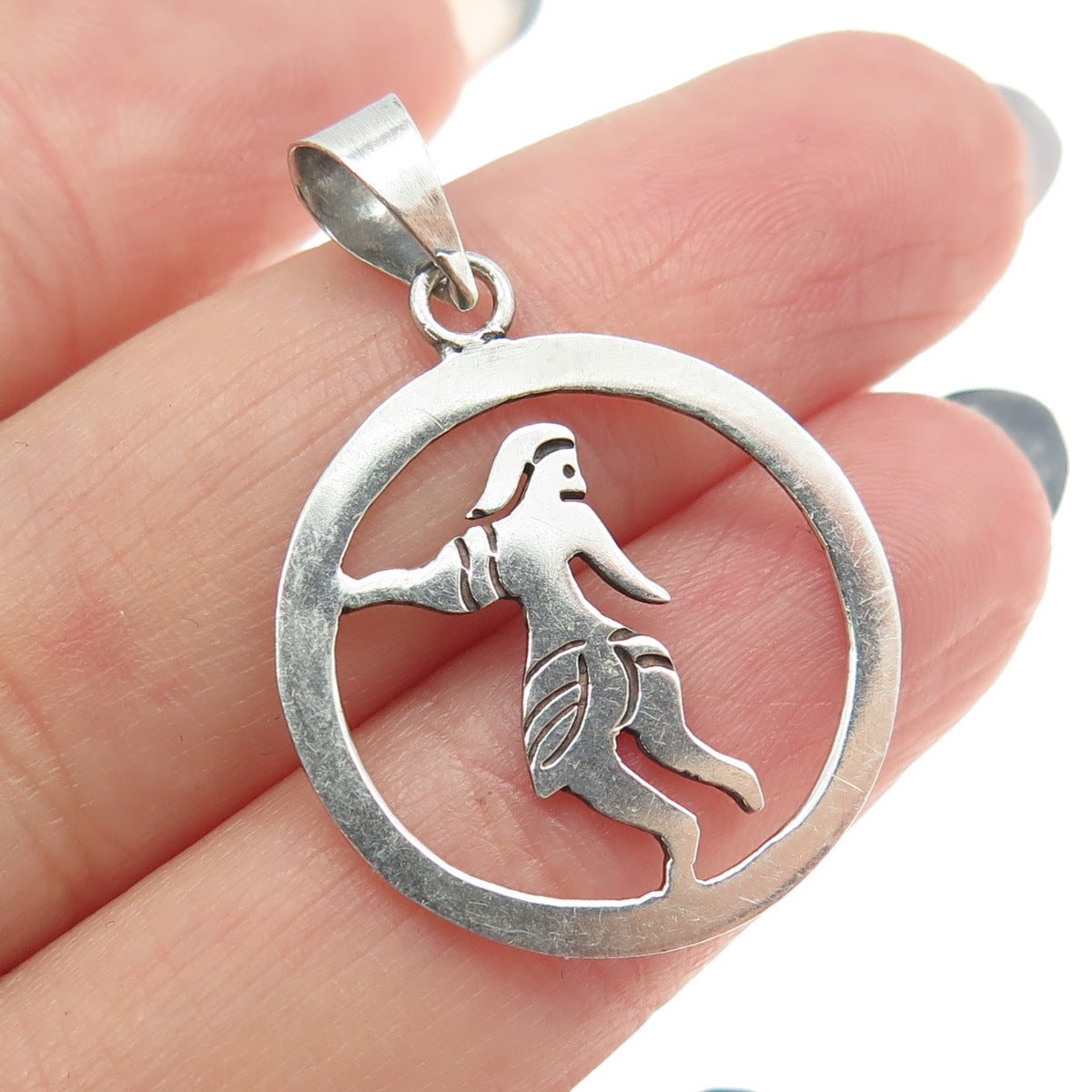 925 Sterling Silver Vintage Mexico Tribal Man Pendant