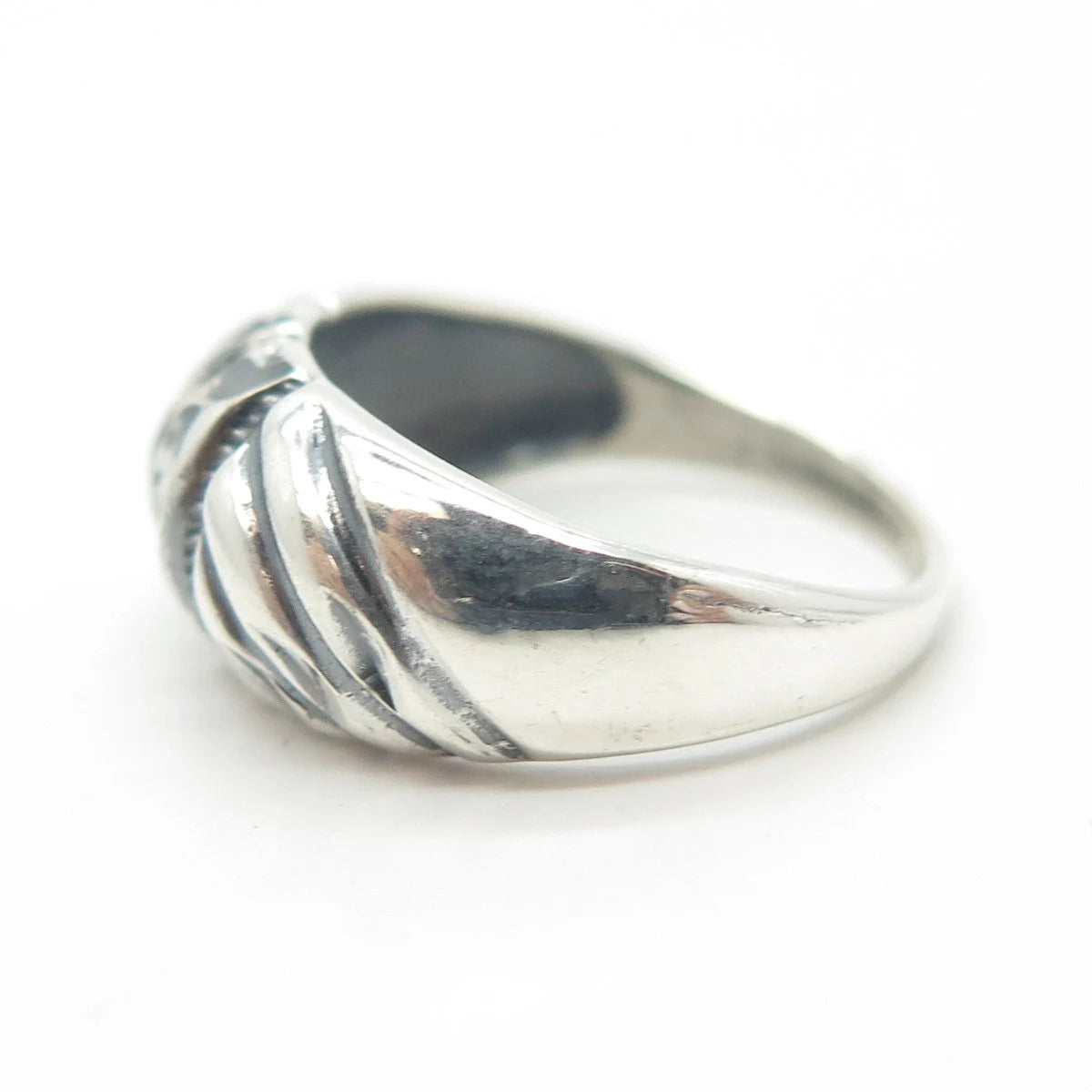 925 Sterling Silver Vintage Twisted Puffy Ring Size 5.75