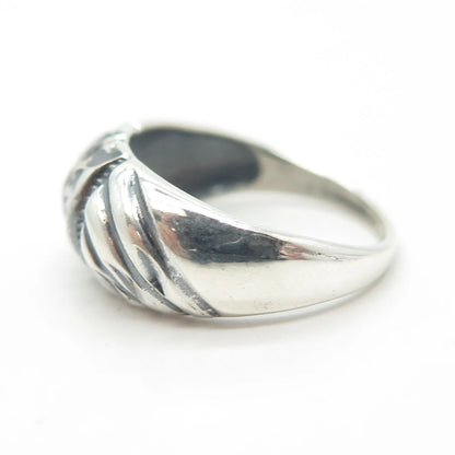 925 Sterling Silver Vintage Twisted Puffy Ring Size 5.75