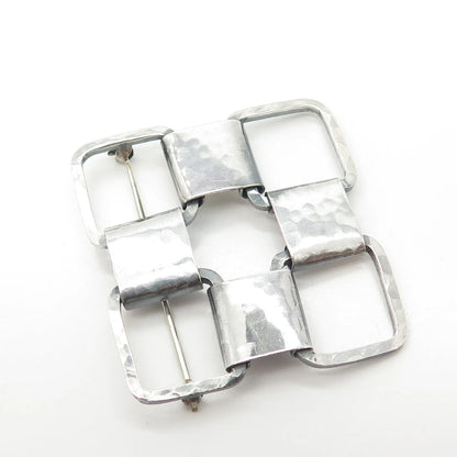 925 Sterling Silver Vintage Modern Style Checkerboard Pattern Pin Brooch