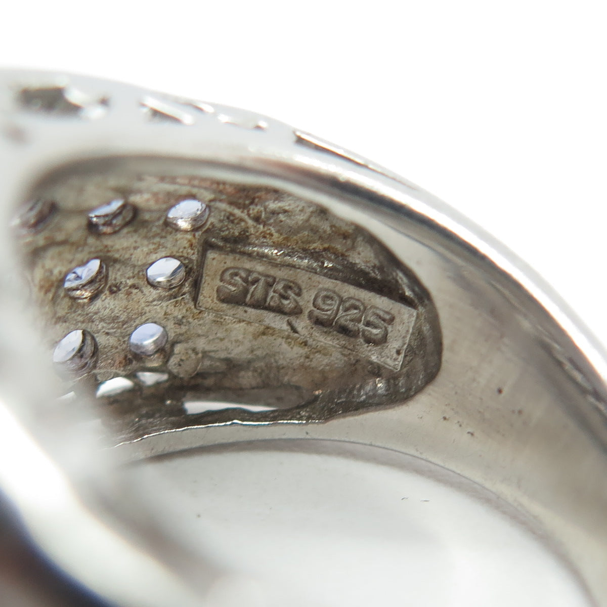 CHUCK CLEMENCY 925 Sterling Silver Real Round-Cut Iolite Cluster Ring Size 7.25