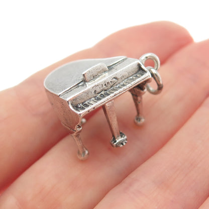 DANECRAFT 925 Sterling Silver Vintage Grand Piano Minimalist 3D Charm Pendant