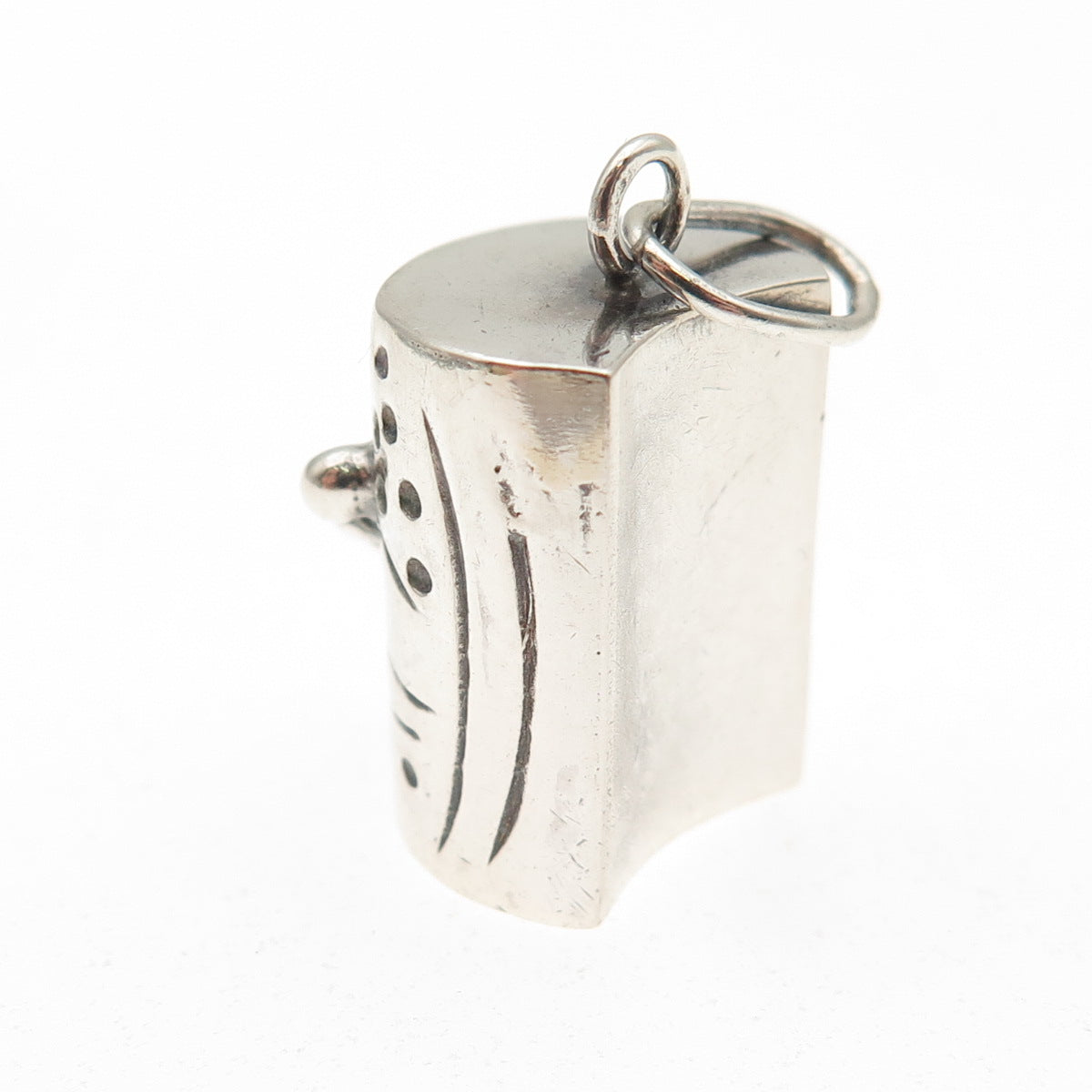 925 Sterling Silver Vintage Modernist Beaded Mini Charm Pendant