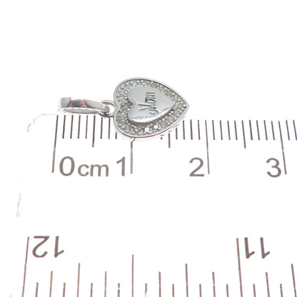 925 Sterling Silver Real Round-Cut Diamond Mom Heart Minimalist Pendant