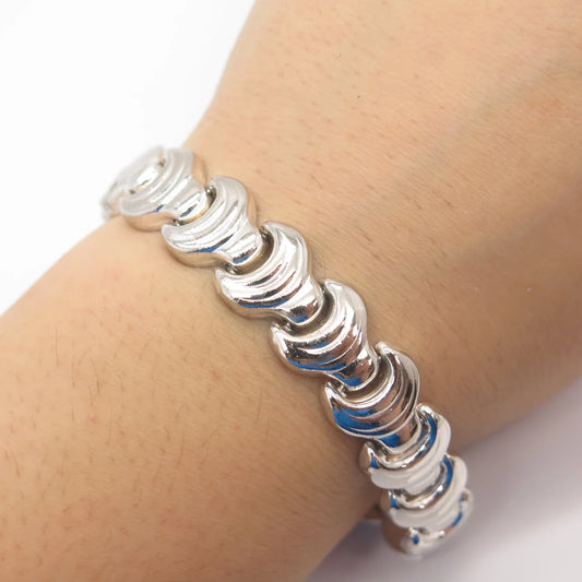 925 Sterling Silver Vintage Italy Modernist Link Bracelet 6.5"