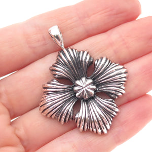 925 Sterling Silver Vintage Floral Cross Oxidized Charm Pendant