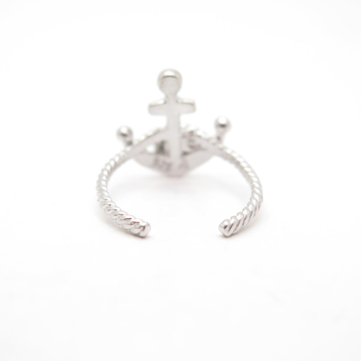 925 Sterling Silver Blue C Z Anchor Adjustable Ring Size 4.75