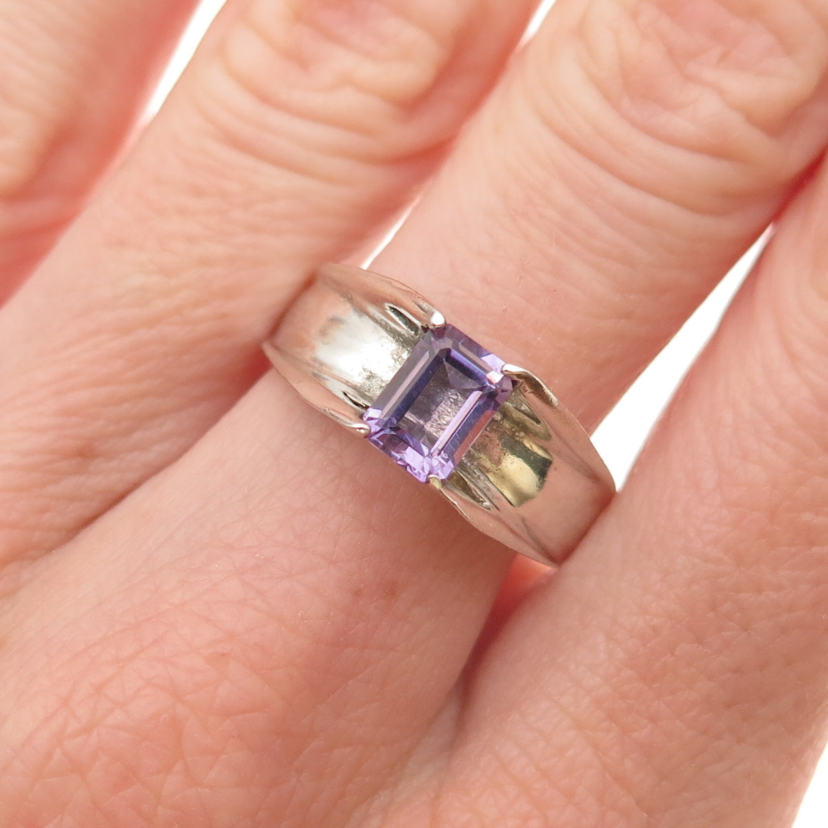 Chateau D’Argent 925 Sterling Silver Vintage Real Amethyst Oxidized Ring Size 9