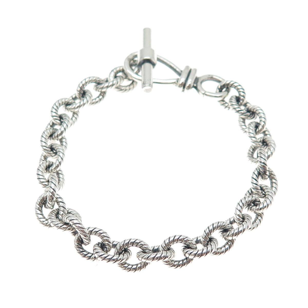 925 Sterling Silver Vintage Oxidized Cable Link Bracelet 6.25"