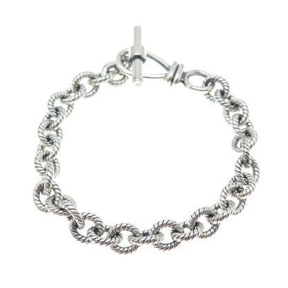 925 Sterling Silver Vintage Oxidized Cable Link Bracelet 6.25"
