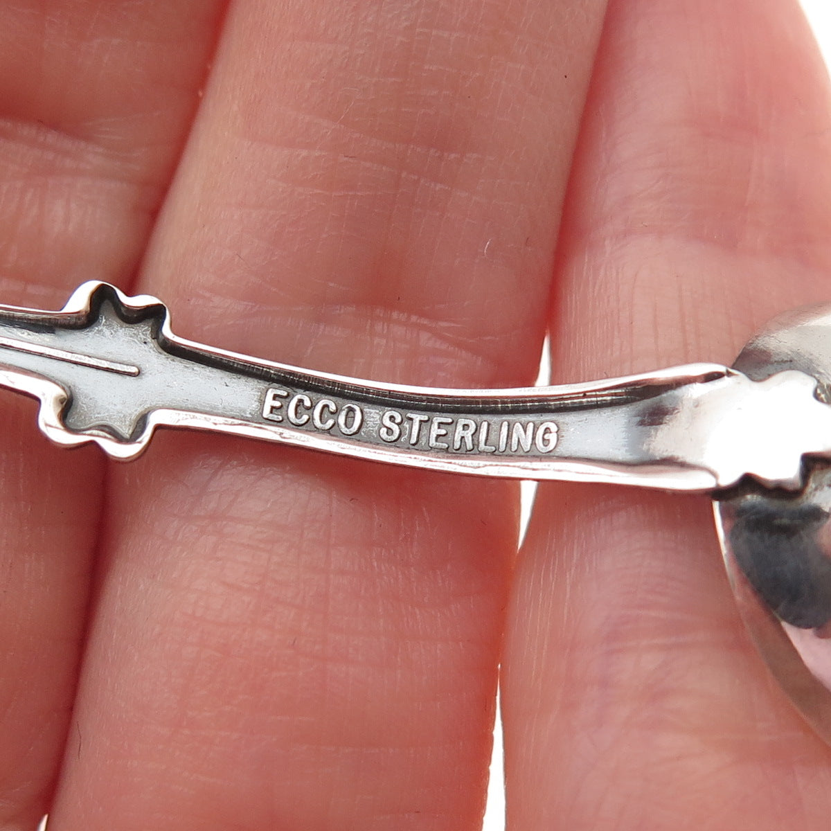 ECCO 925 Sterling Silver Antique Art Deco Enamel Canada Maple Leaf Coffee Spoon