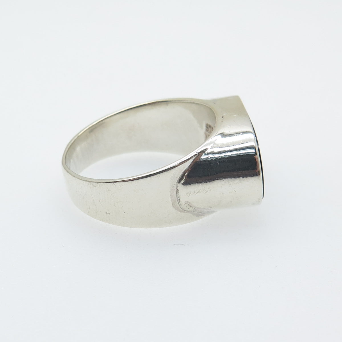 CERRO BLANCO Sterling Vintage Mexico Real Black Onyx Modernist Ring Size 11.25