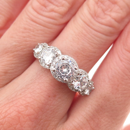 925 Sterling Silver Round-Cut C Z Engagement Ring Size 7.25