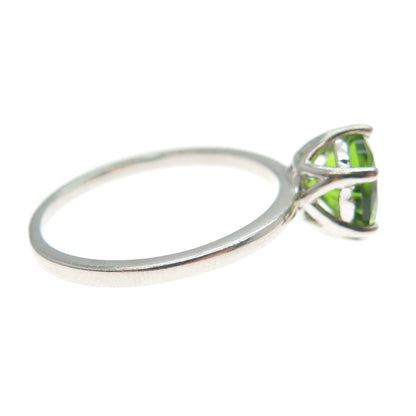 DAZZLERS 925 Sterling Silver Round-Cut Nano Peridot Ring Size 7