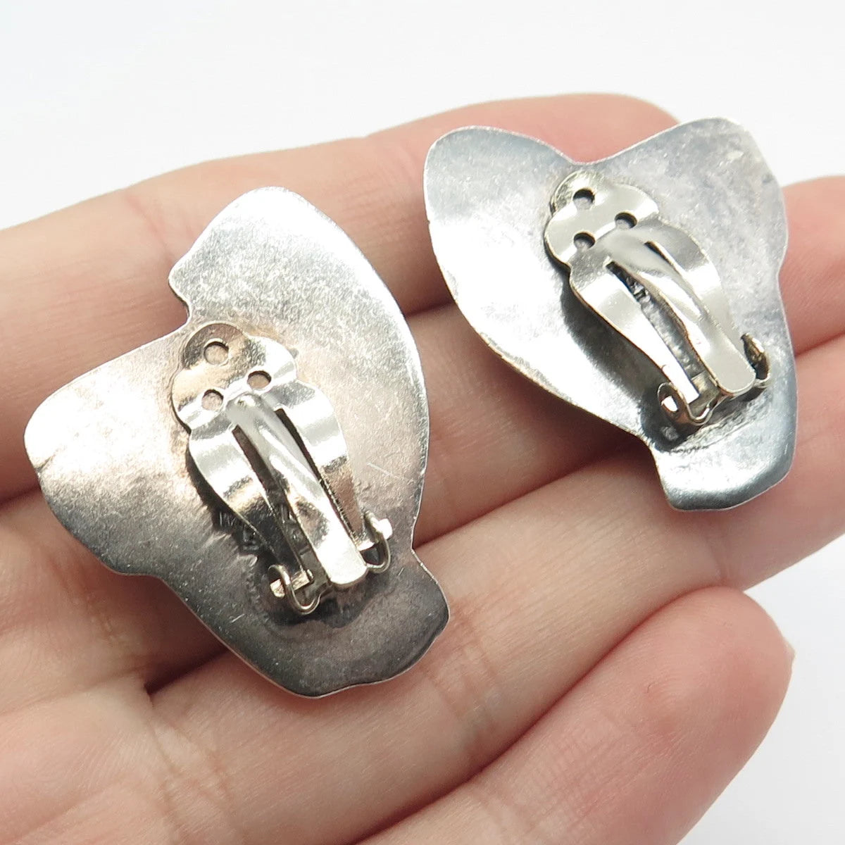 925 Sterling Silver Vintage Mexico Ribbed Knot Clip On Earrings