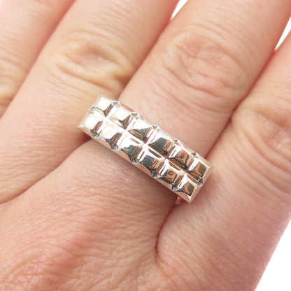 18K Gold 925 Sterling Silver Vintage Modernist Ring Size 8