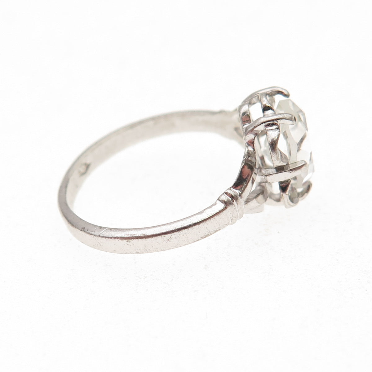 Vargas 925 Sterling Silver Antique Art Deco Rhinestone Engagement Ring Size 6.5