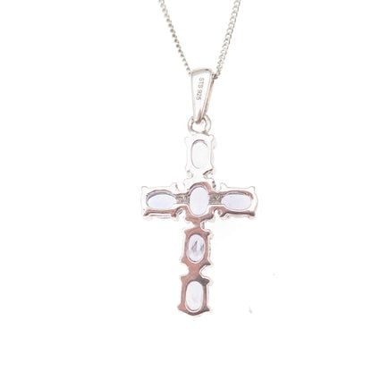 Chuck Clemency 925 Sterling Silver Real Tanzanite Cross Cuban Chain Necklace 20"