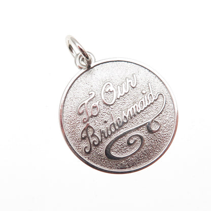 Rembrandt RJL 925 Sterling Silver Vintage To Our Bridesmaid Mini Charm Pendant