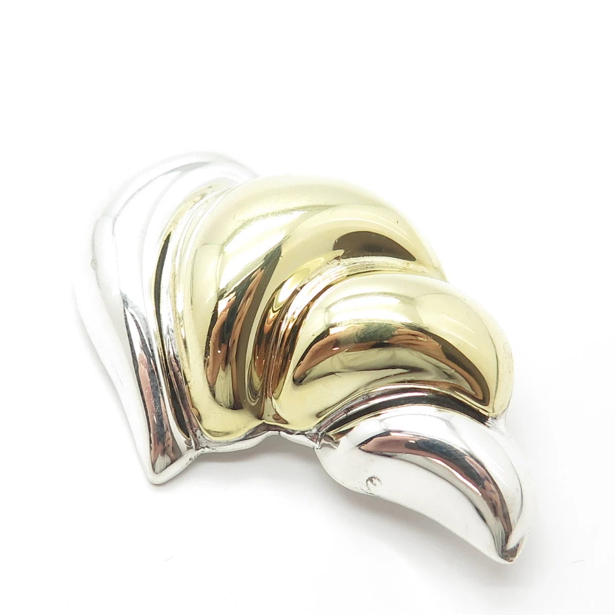 925 Sterling Silver 2-Tone Vintage Mexico Ribbed Pin Brooch