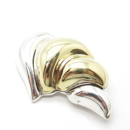 925 Sterling Silver 2-Tone Vintage Mexico Ribbed Pin Brooch