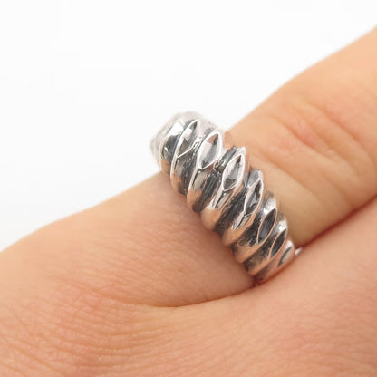 925 Sterling Silver Vintage Ribbed Ring Size 6