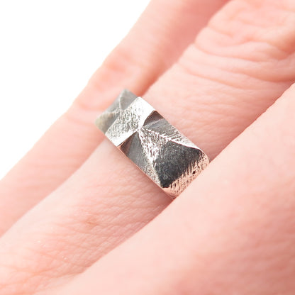 925 Sterling Silver Vintage Modernist Oxidized Band Ring Size 6.25