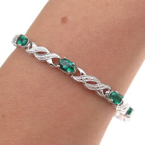 Han 925 Sterling Silver Real Chrome Diopside Infinity Link Bracelet 7.25"