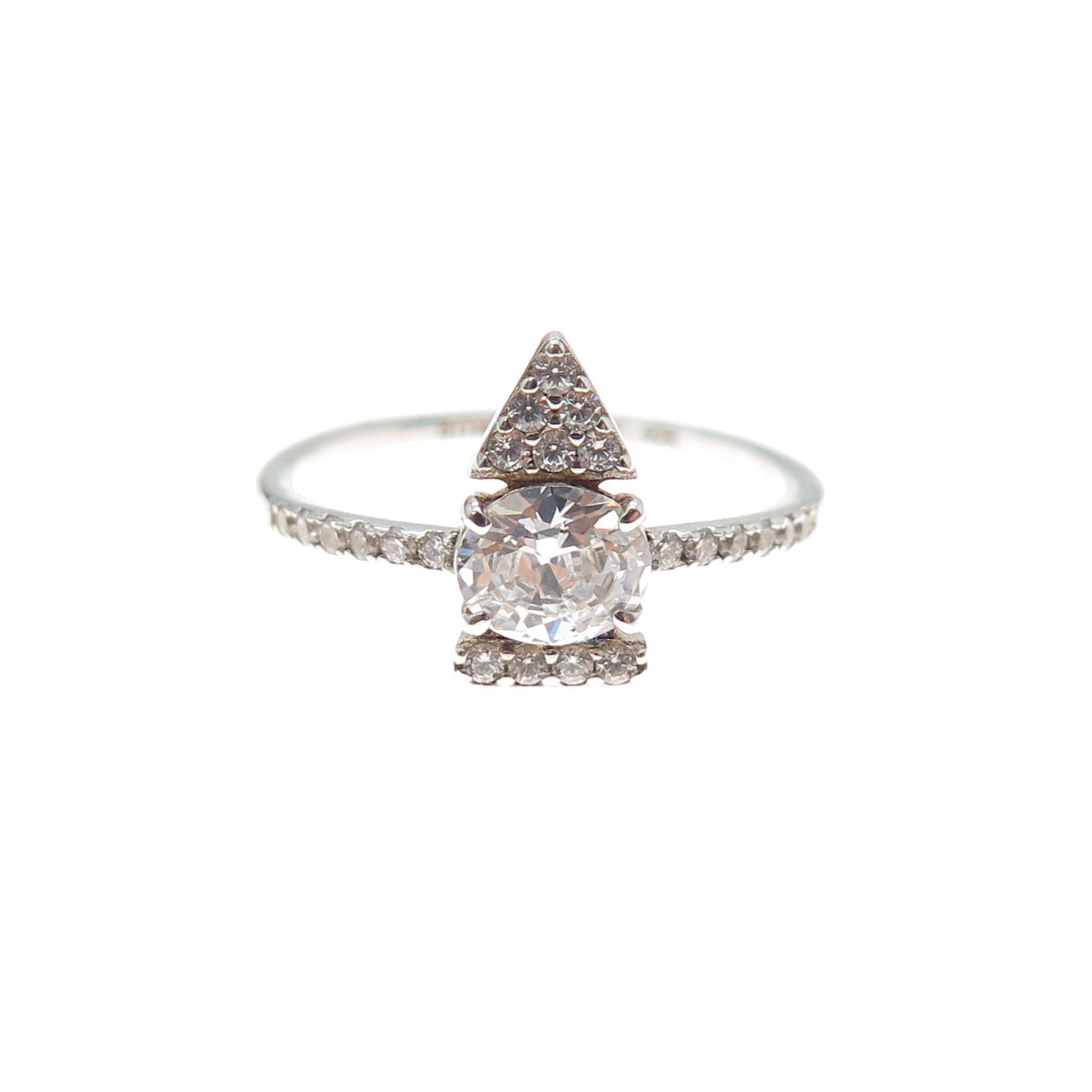 BOMB PARTY 925 Sterling Silver White C Z Arrow Ring Size 7.25