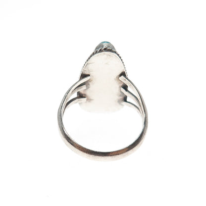 Old Pawn 925 Sterling Silver Vintage Southwestern Bisbee Turquoise Ring Size 7.5