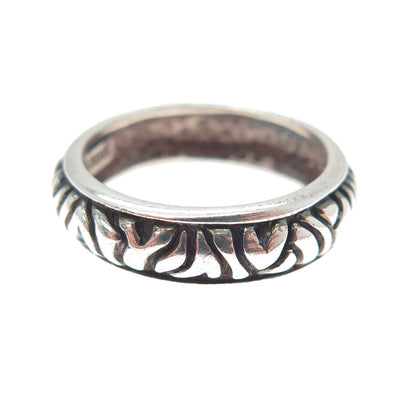 SX SALLY C 925 Sterling Silver Vintage Animal Pattern Oxidized Band Ring Size 7