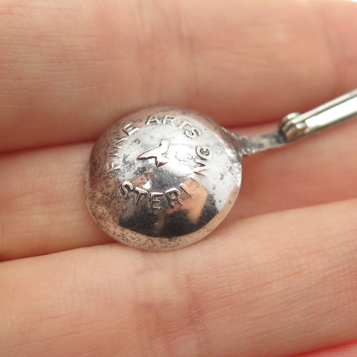 Fine Arts 925 Sterling Antique 1945 Southern Colonial Spices Spoon Pin Brooch
