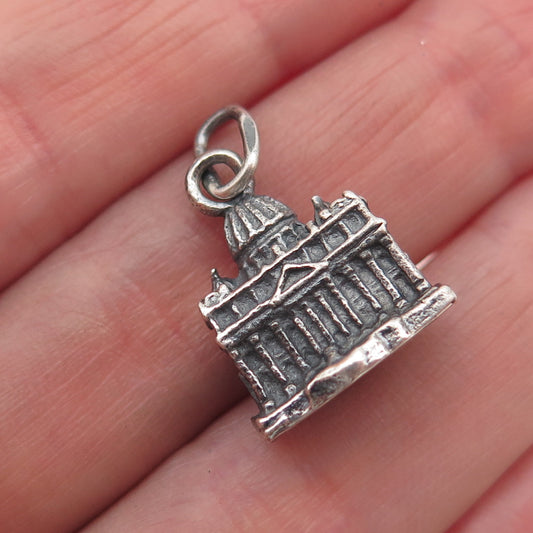 800 Silver Vintage St. Peter's Basilica Oxidized 3D Mini Charm Pendant