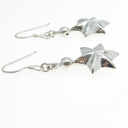 925 Sterling Silver Vintage 6-Pointed Army Star Earrings