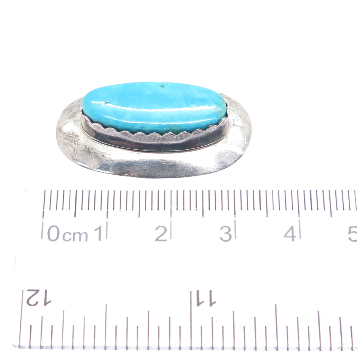 Old Pawn 925 Sterling Silver Vintage Lone Mountain Turquoise Tribal Pendant